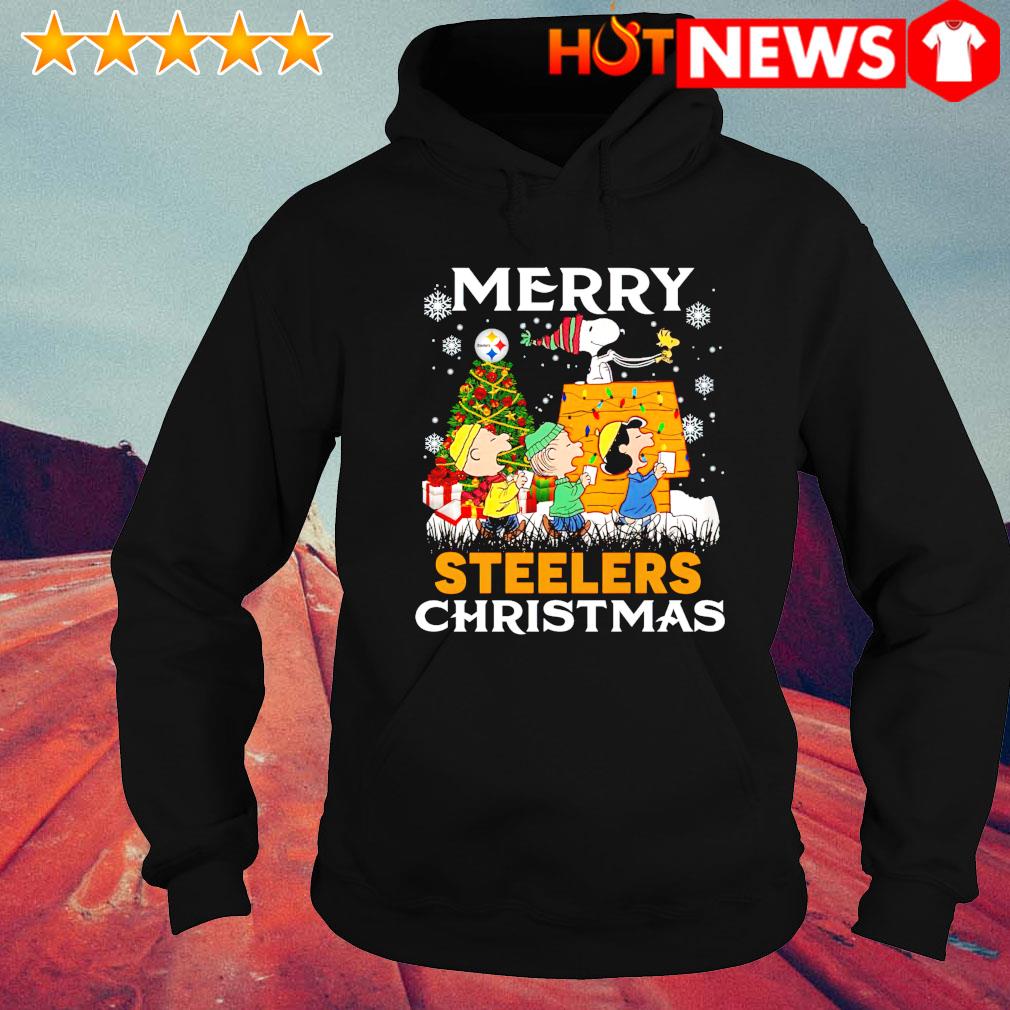 Merry christmas pittsburgh steelers the peanuts characters shirt, hoodie,  sweater, long sleeve and tank top