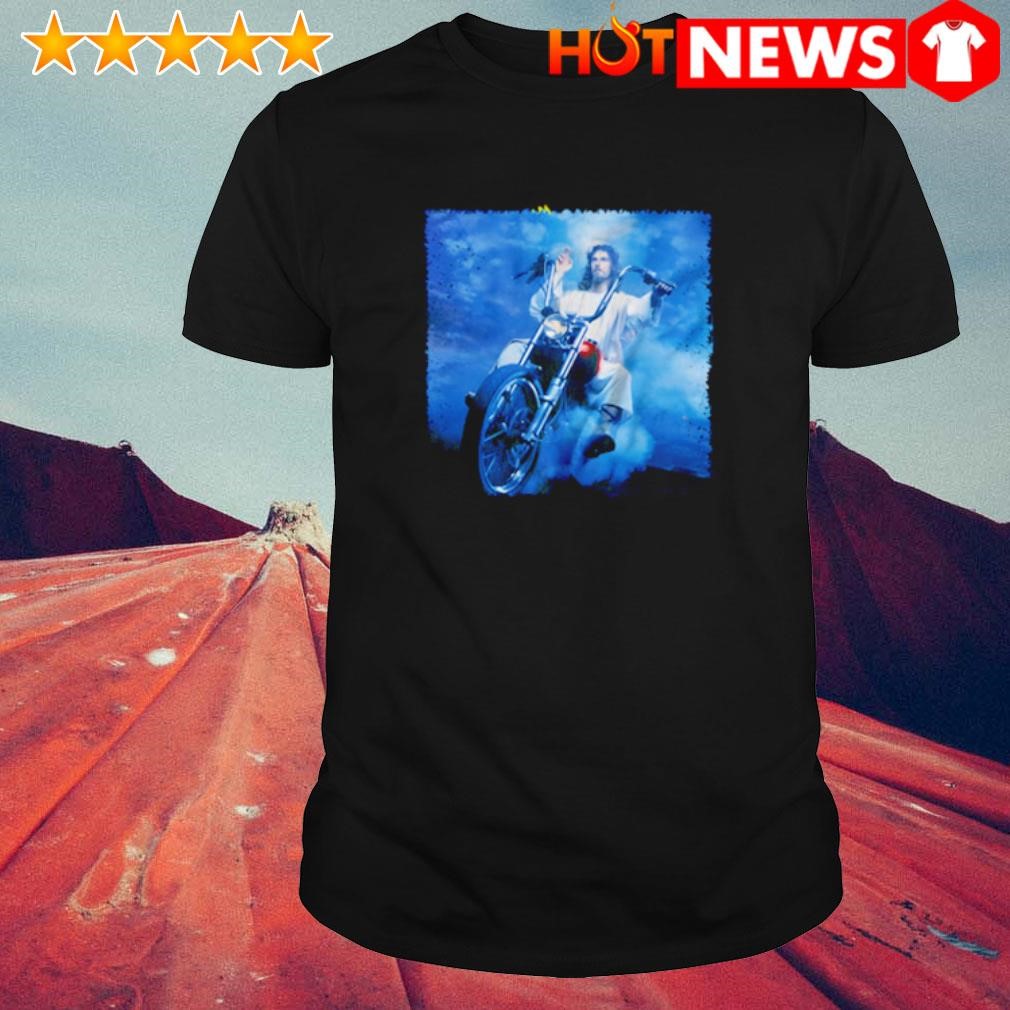 Funny Jesus riding motorcycle shirt